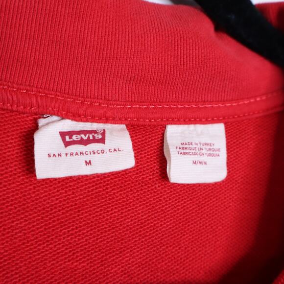 LEVI'S Half Zip Logo Sweatshirt Pullover Red Mock Neck Long Sleeve Women's M - Picture 11 of 12